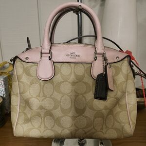 Coach Pink and Tan Signature Handbag